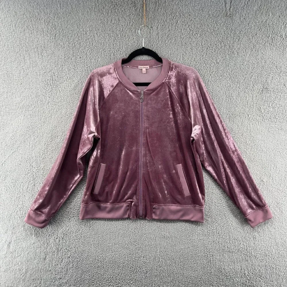 VTG Y2K Juicy Couture Lilac Shimmer Zip Up Velour Track Jacket